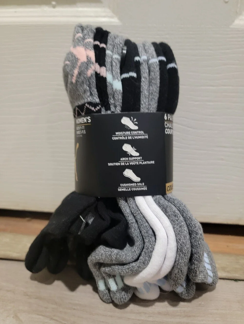 Puma Womens Low Cut 6 Pack Socks, Grey, Black, White.